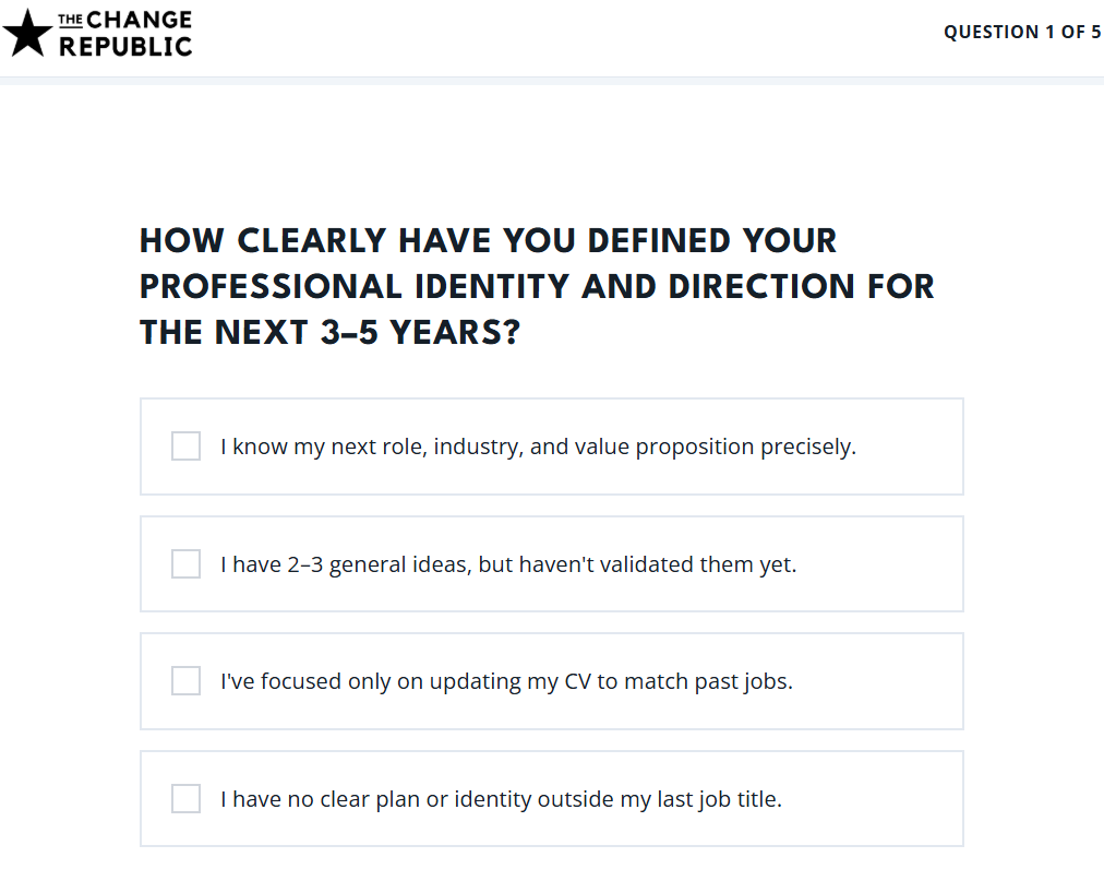 STAR Career Transition Assessment screenshot by The Change Republic 2